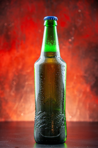 Front view green beer bottle