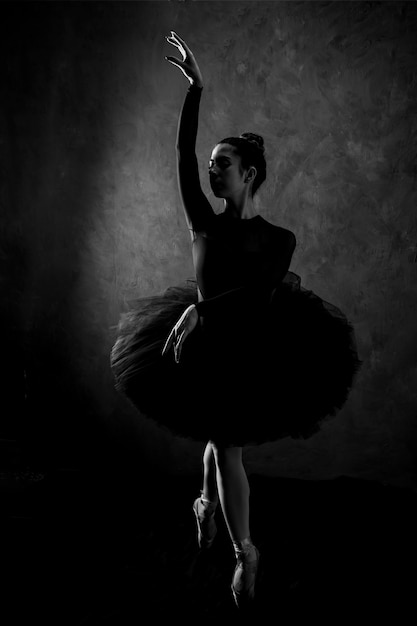 Free Photo front view greyscale ballerina pose