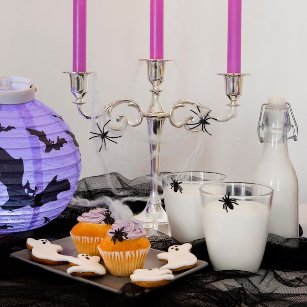 Free photo front view of halloween candies concept