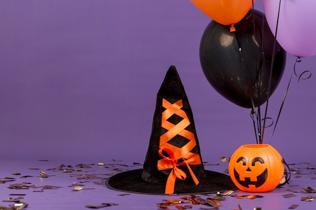 Free photo front view of halloween concept with copy space