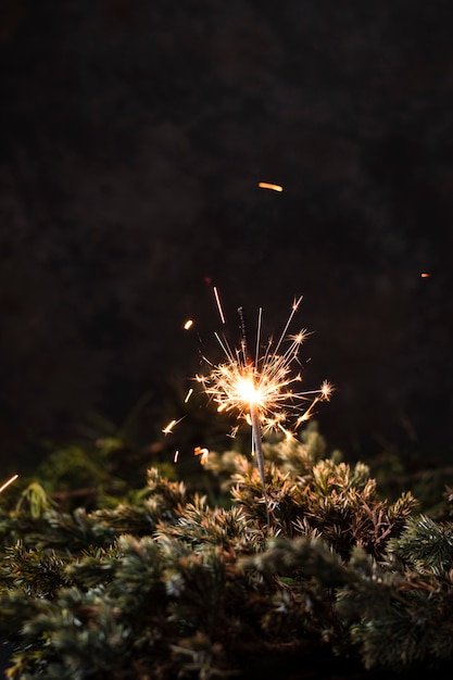 Free Photo front view handheld firework with black background