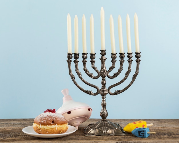 Free Photo front view of hanukkah concept with copy space