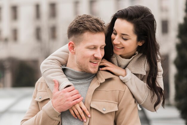 Front view of happy couple