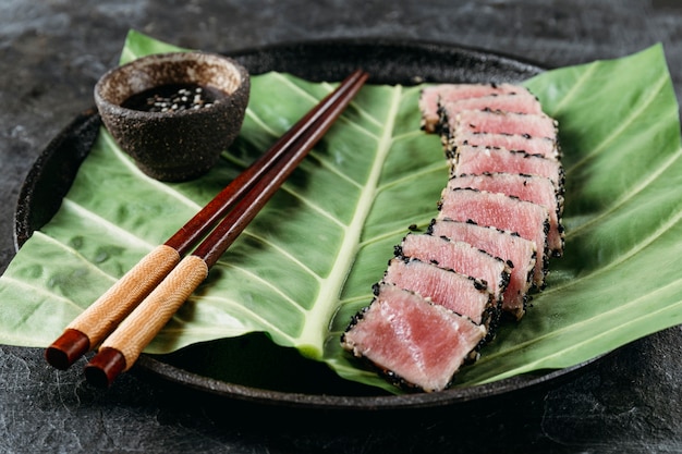 Free photo front view of japanese dish composition