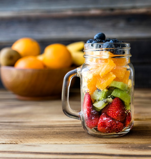 Free photo front view jar filled with exotic fruit