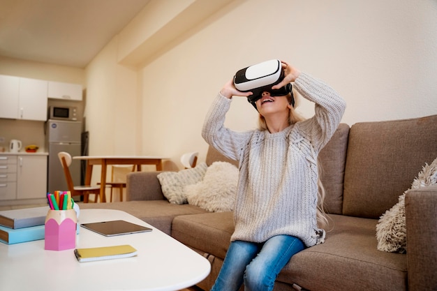 Front view of kids with vr glasses