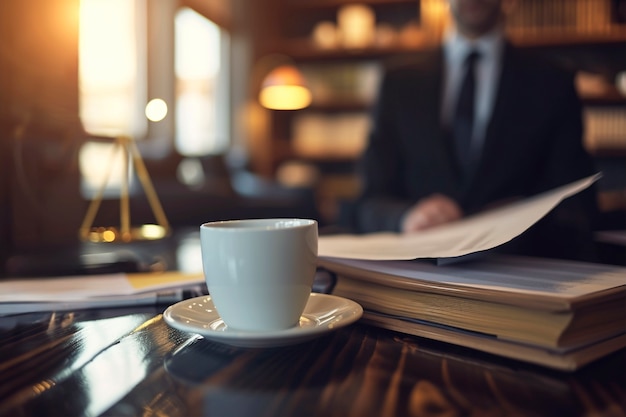 Front view lawyer working with documents