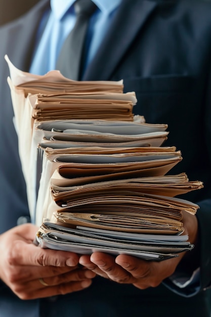 Front view lawyer working with documents