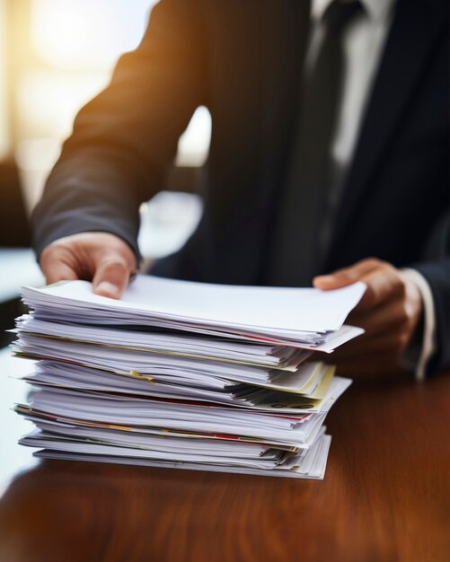 Front view lawyer working with documents