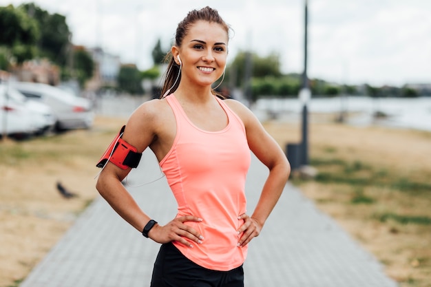 Front view of lovely smiling woman