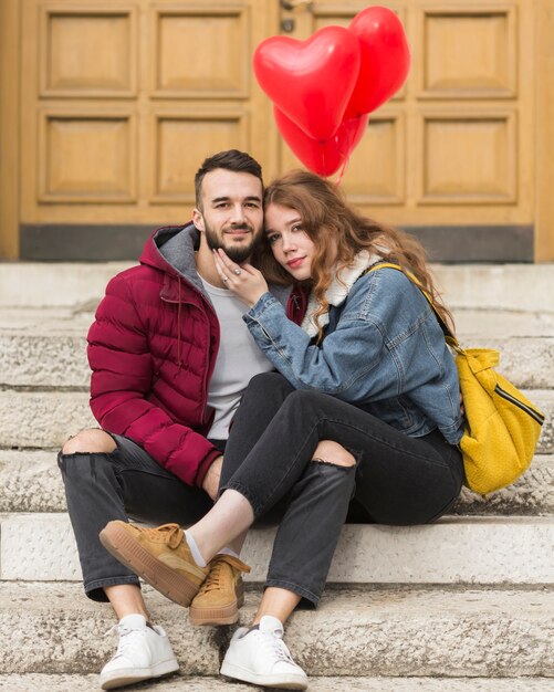 Front view of loving couple