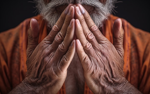 Front view man doing yoga