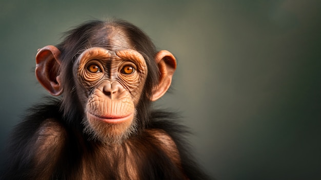 Front view monkey posing in studio