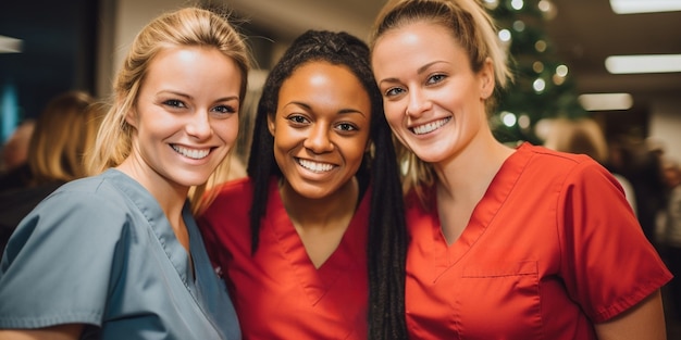 Free Photo front view nurses posing together