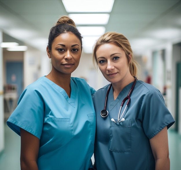 Free photo front view nurses team at hospital