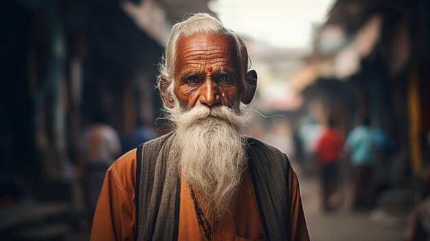 Front view old man portrait