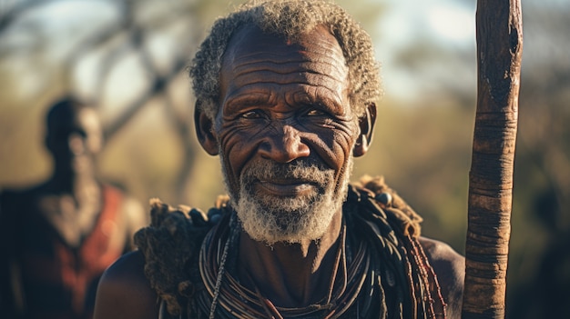 Front view old man portrait