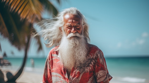 Front view old man portrait