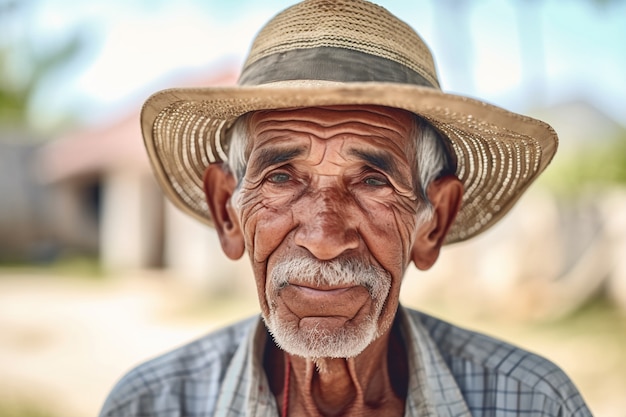 Front view old man with strong ethnic features