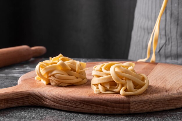 Front view of pasta made by chef