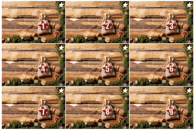 Free Photo front view pouched with numbers for advent calendar concept