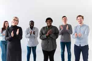 Free photo front view rehab patients applauding