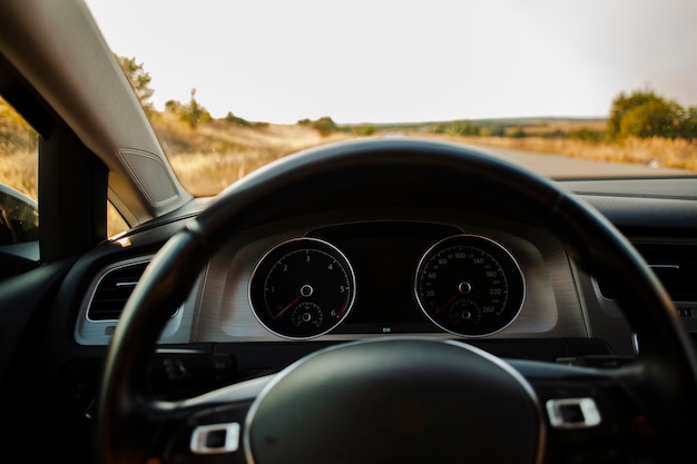 Front view of a road from driver seat