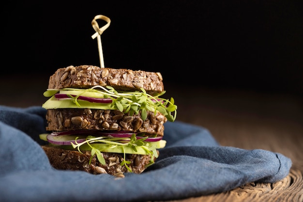 Free Photo front view of salad sandwich with copy space