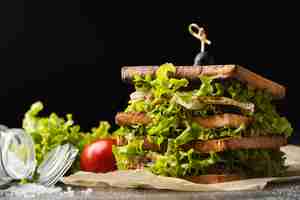 Free photo front view of salad sandwich with tomato