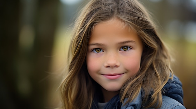 Free photo front view smiley girl posing in nature