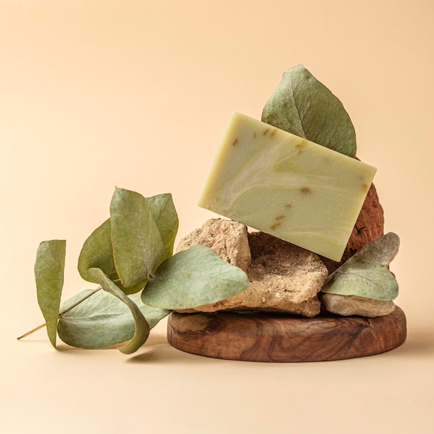 Front view soap made from green plant