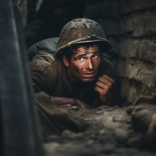 Front view soldier with equipment