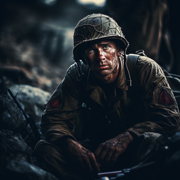 Front view soldier with equipment