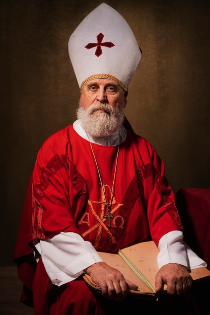 Free Photo front view st nicholas with book