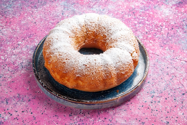 Front view of sugar powdered round cake