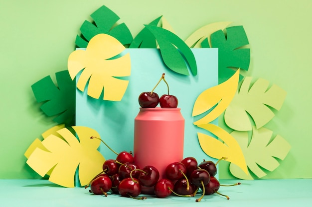 Free photo front view of summer concept with cherries