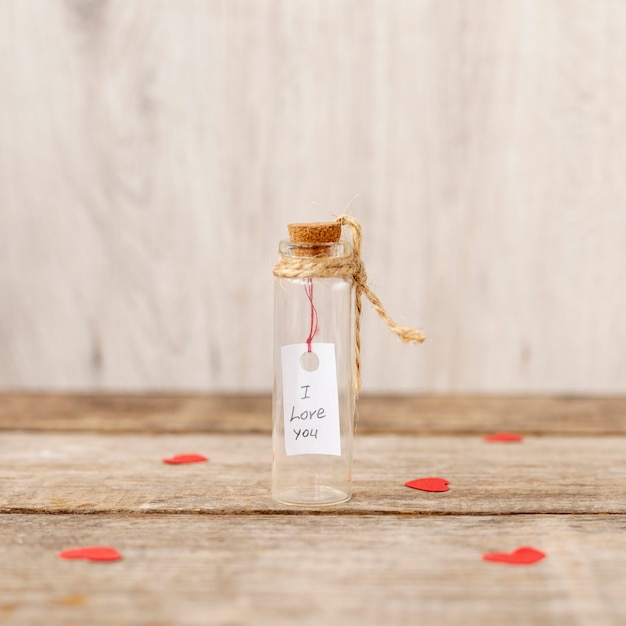 Free photo front view of tube with valentines day message