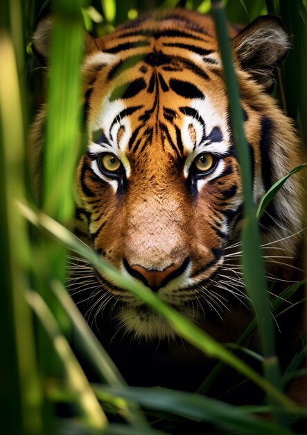 Front view of wild tiger in nature