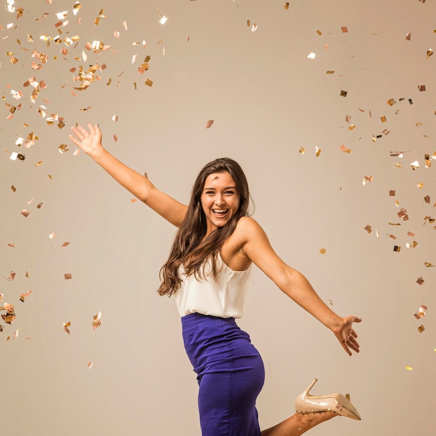 Front view of woman celebrating new year