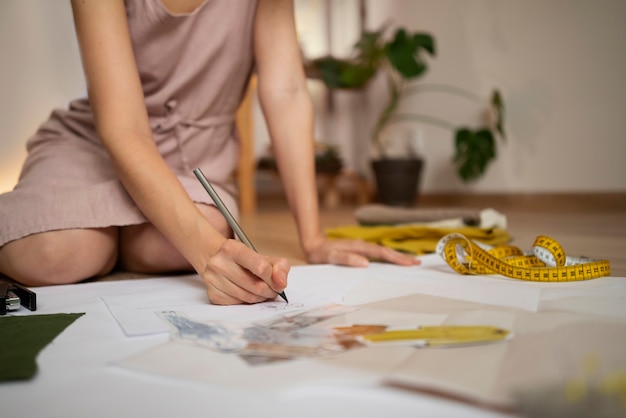 Free photo front view woman creating vision board