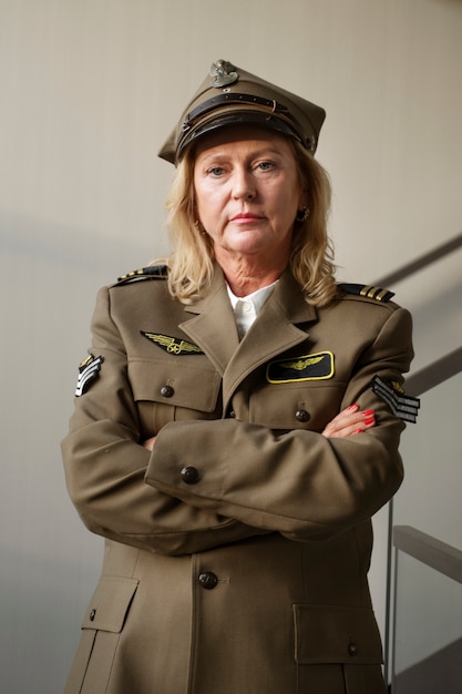 Free Photo front view woman general in uniform