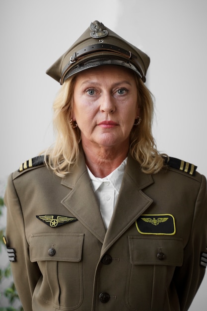 Free Photo front view woman general in uniform