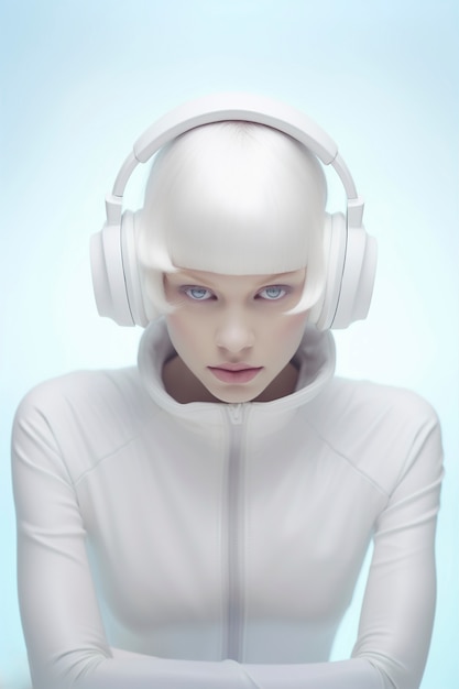 Free Photo front view woman posing futuristic portrait