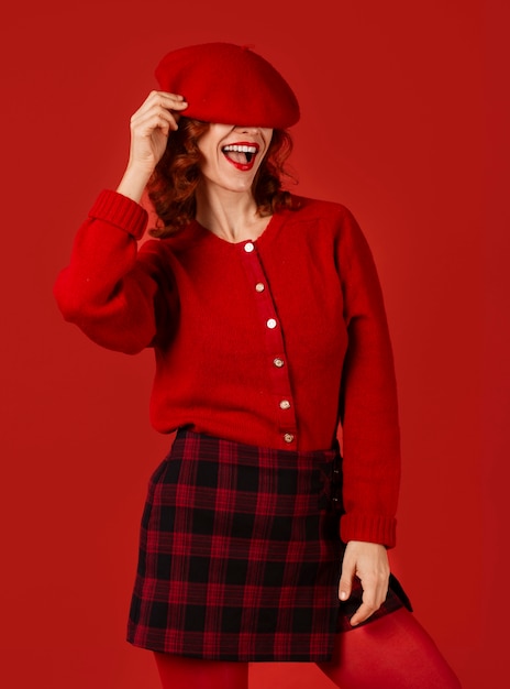 Free Photo front view woman posing with red outfit