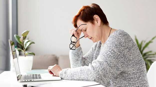 Front view of woman with anxiety