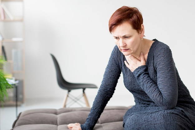 Free Photo front view of woman with anxiety