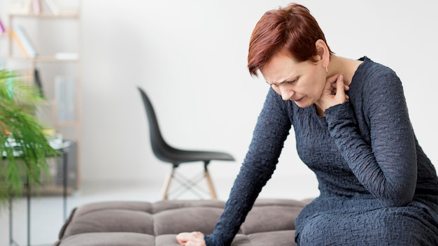 Front view of woman with anxiety