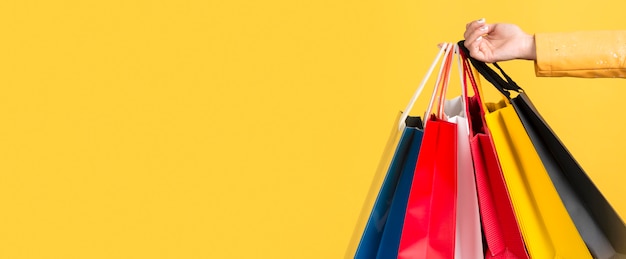 Free Photo front view of woman with shopping bag concept