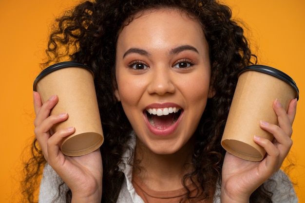 Front view woman working as barista