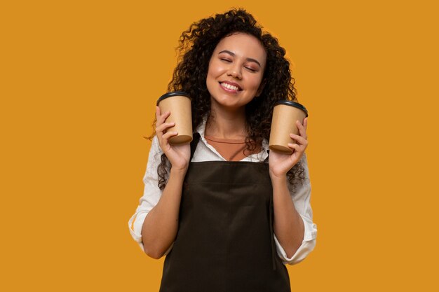 Front view woman working as barista